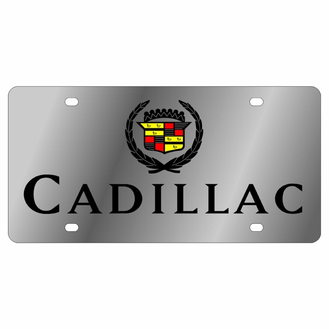 Stainless Steel Cadillac Logo Block Pre 2001 License Plate Frame 3D Novelty Tag