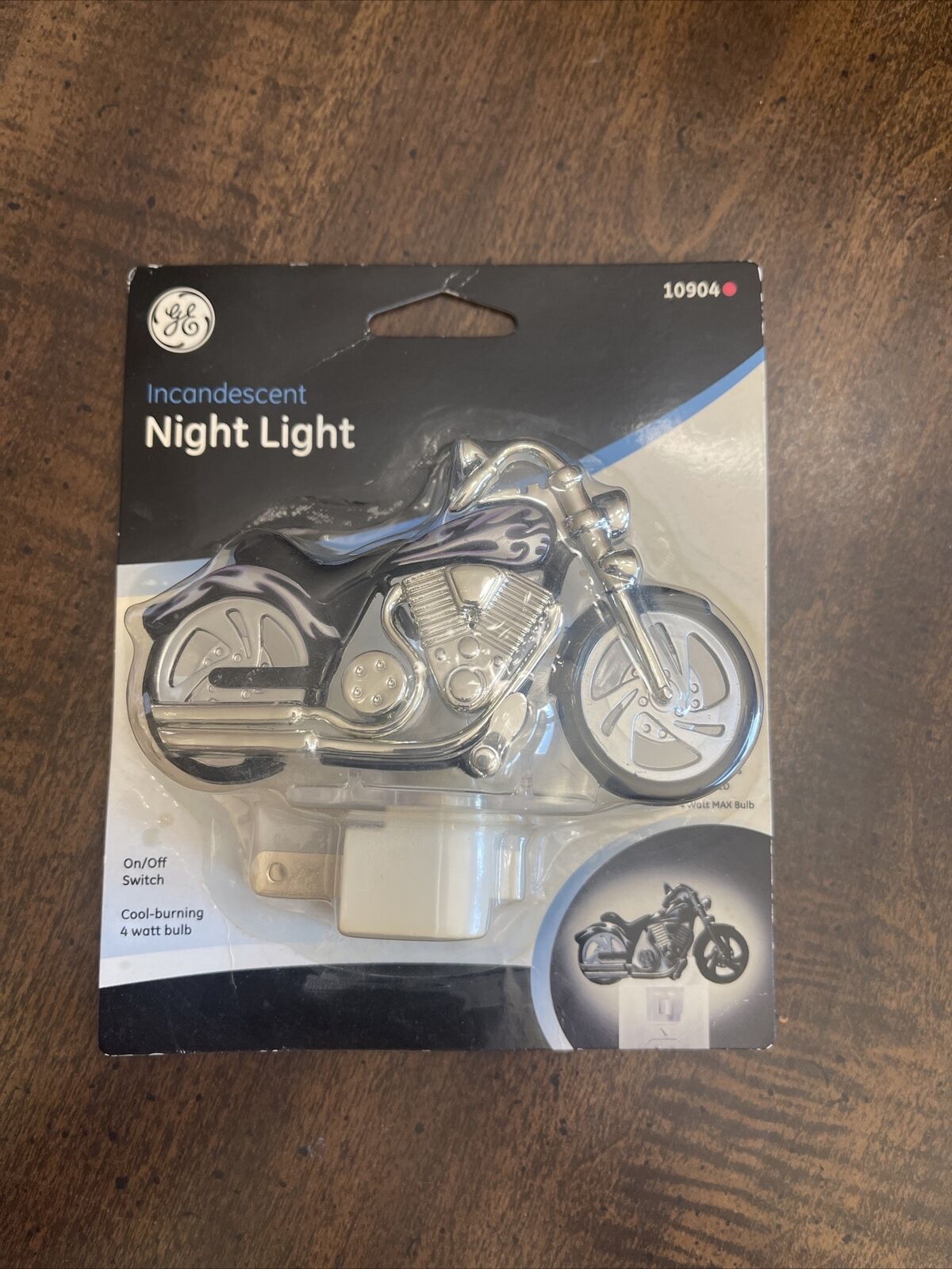 GE Motorcycle Night Light Incandescent Cool Burning 4W Bulb On Off Switch