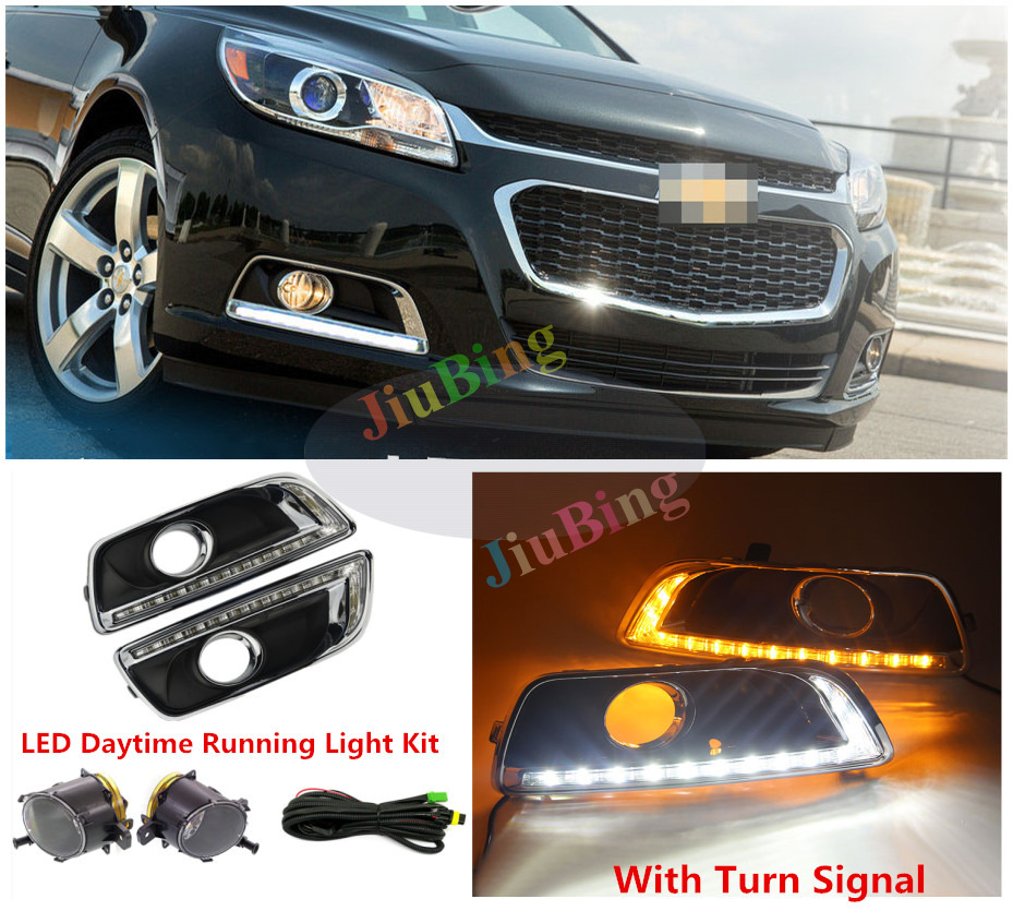 Fog Lamp Light LED DRL Kit Wiring Relay Turn Signal For Chevy Malibu 2013-2015