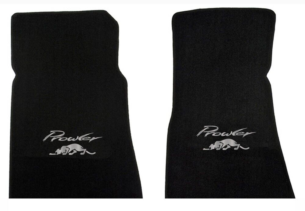 New 1997 - 2002 Plymouth Prowler Black Floor Mats Silver Embroidered Logo Pair