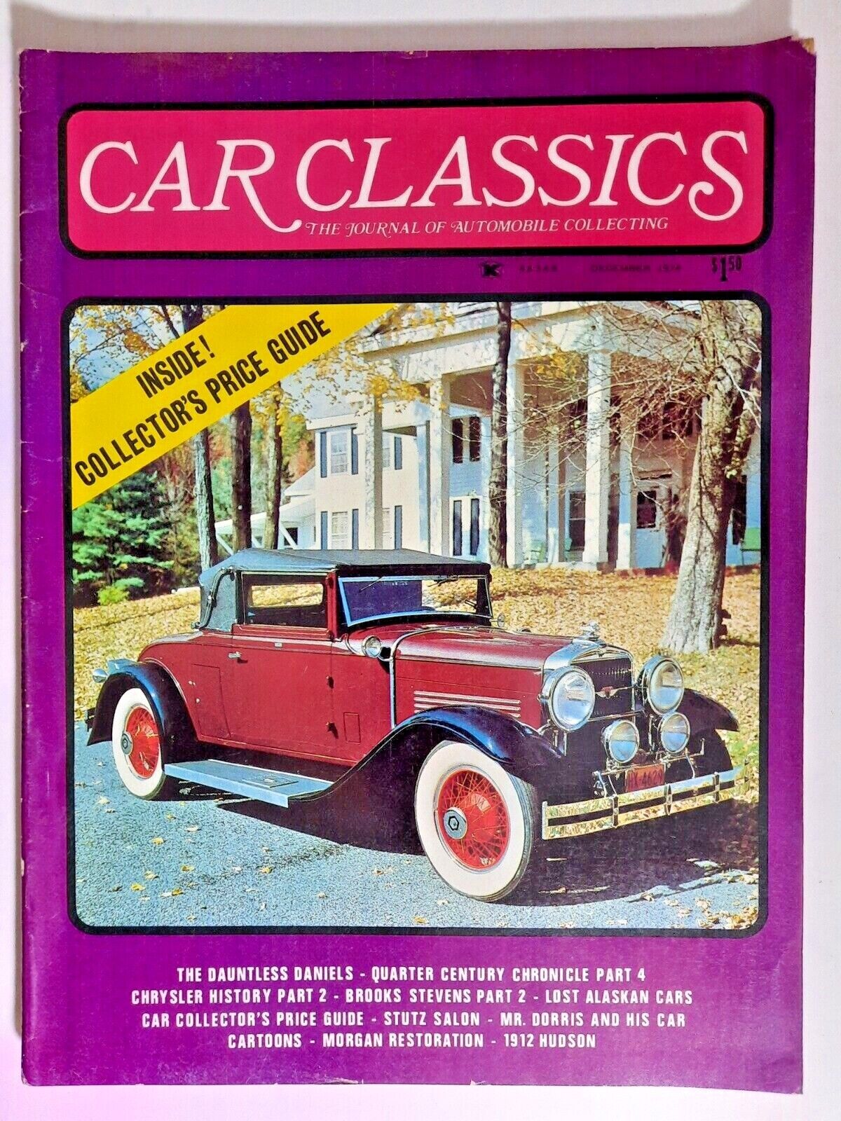 Vintage September 1974 CAR CLASSICS magazine  pre-owned