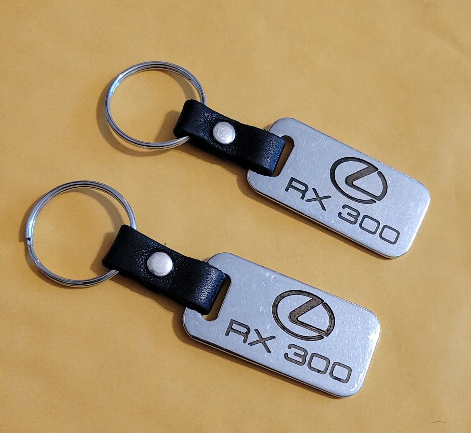 Two Lexus RX 300 silver & black Keychain Key Ring Auburn WA USA Universal Brass 