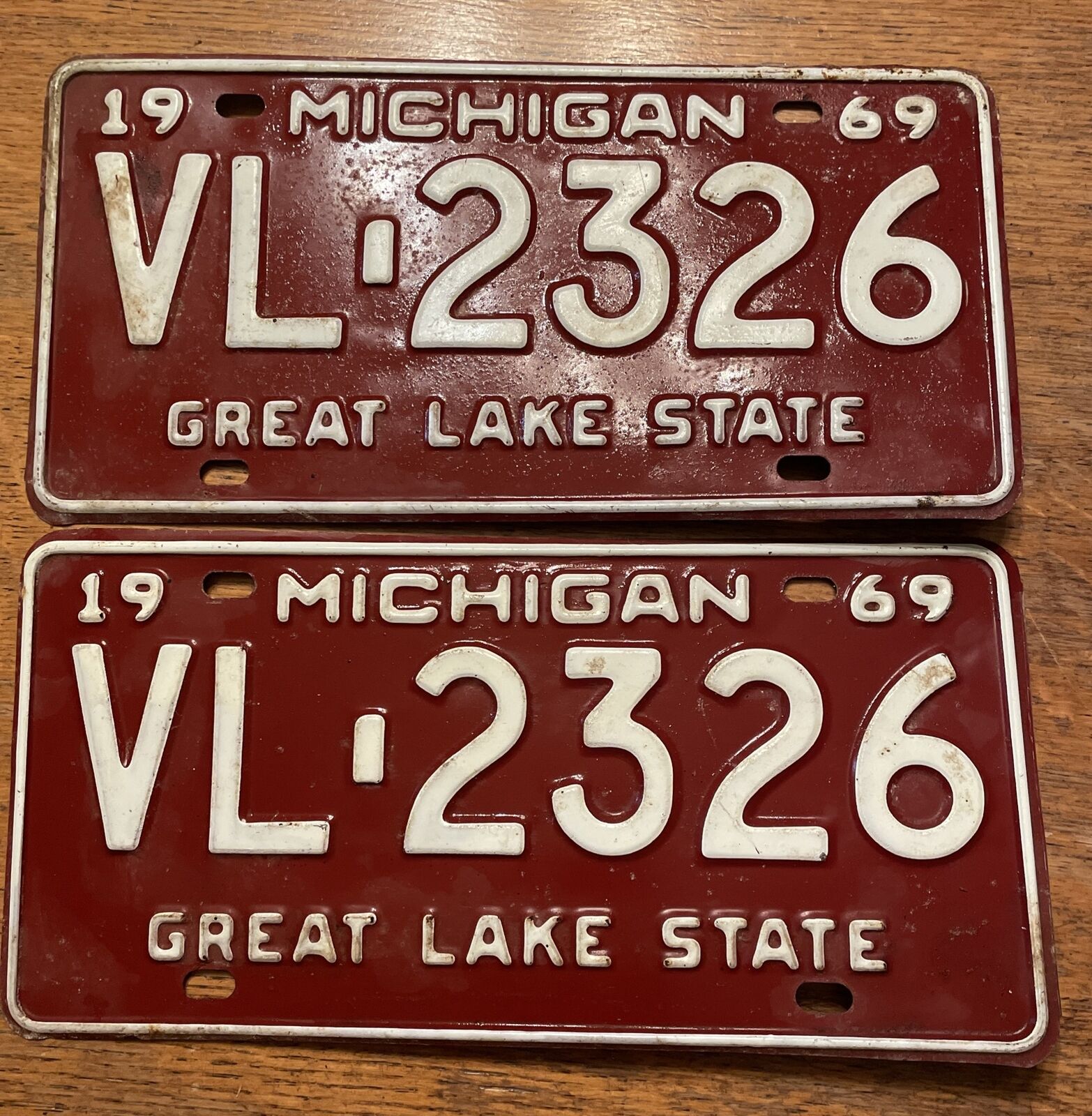 1969  MICHIGAN  License plates  Matching Pairs Nos 