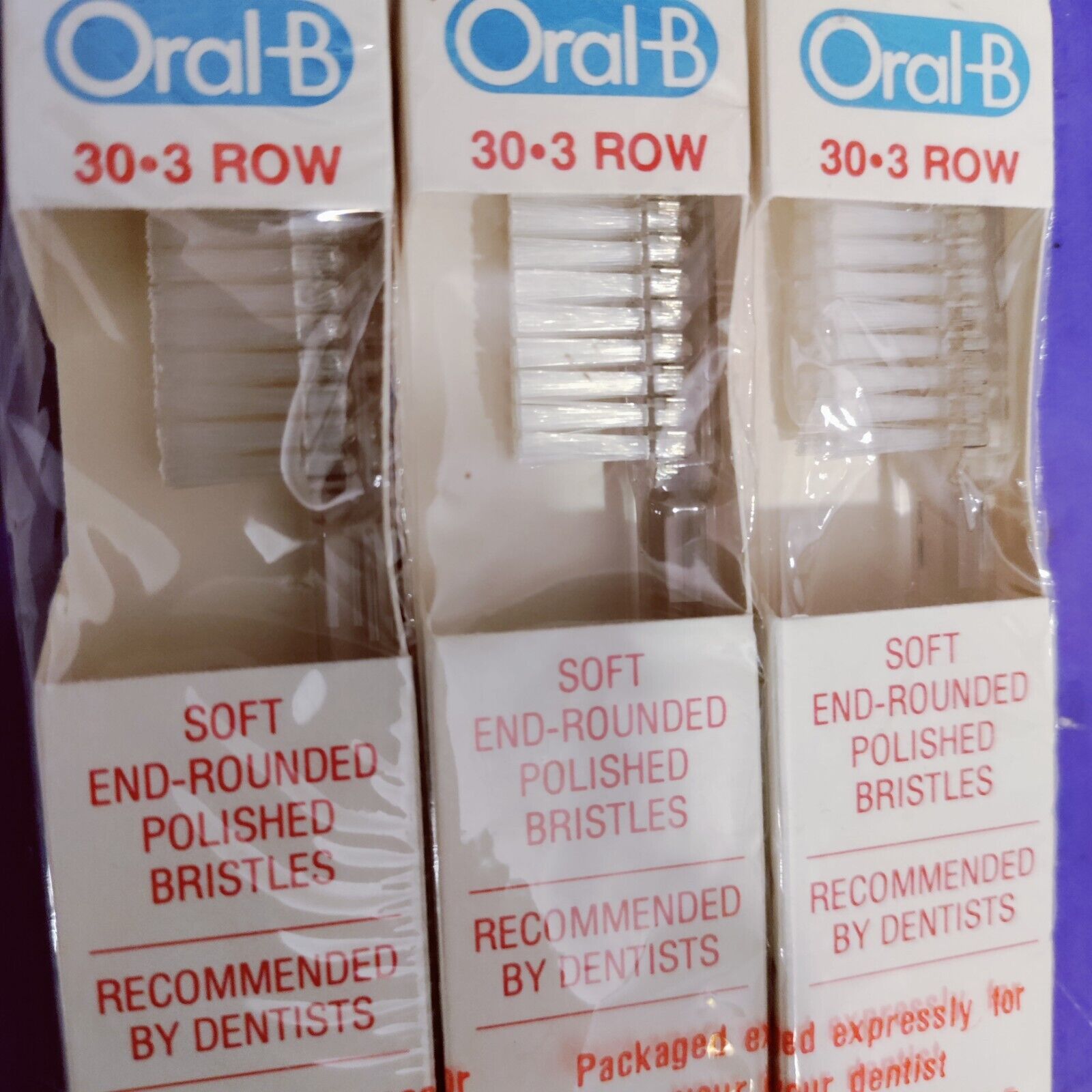 3 Vintage Oral B Toothbrushes 30 3 Row. \