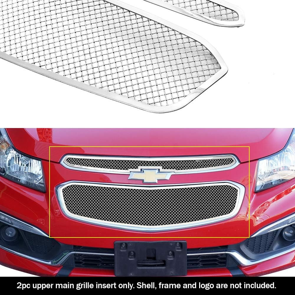 Compatible with Chevy Cruze 2015-2015 Main Upper Stainless Steel Chrome Mesh Gri