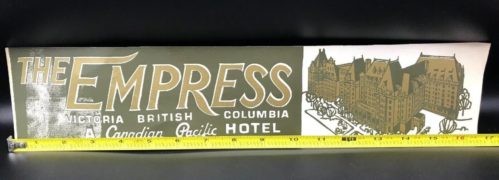 The Empress Hotel Canadian Pacific Victoria Canada Bumper Sticker Large Vintage 