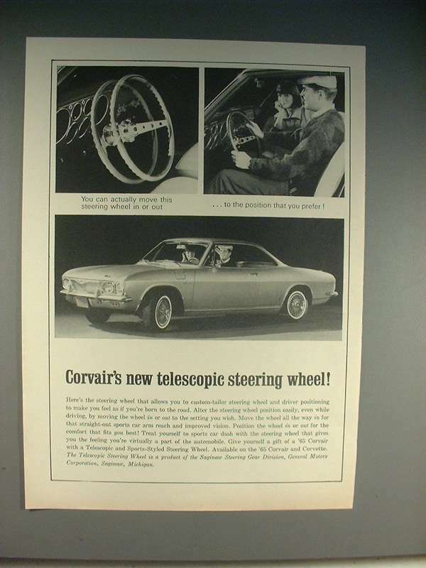 1965 Chevrolet Corvair Car Ad - Telescoping Wheel