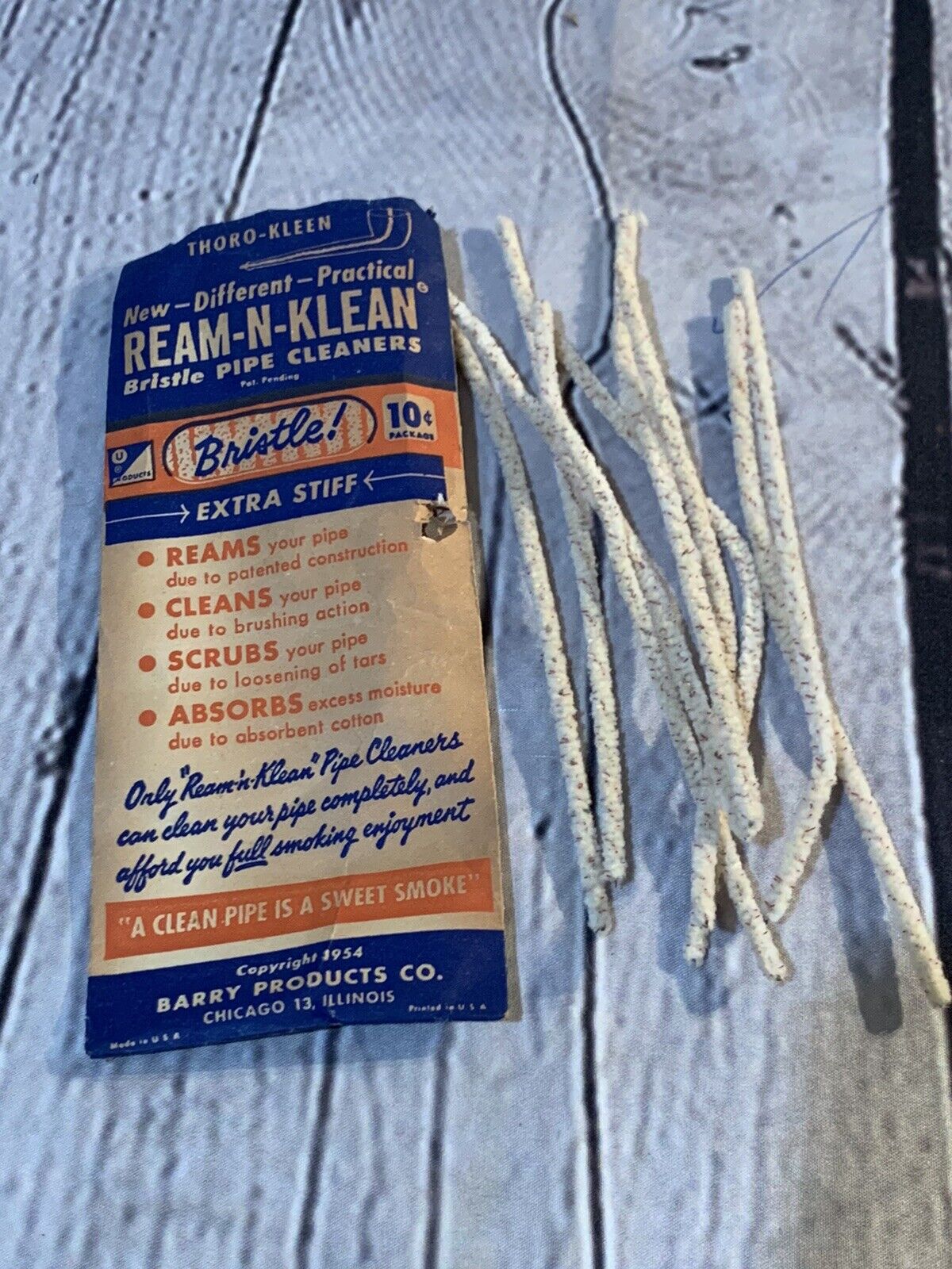 Vintage Thoro-kleen  Ream-N-Klean Bristle Pipe Cleaners EXTRA STIFF 1954 Inc’s 9