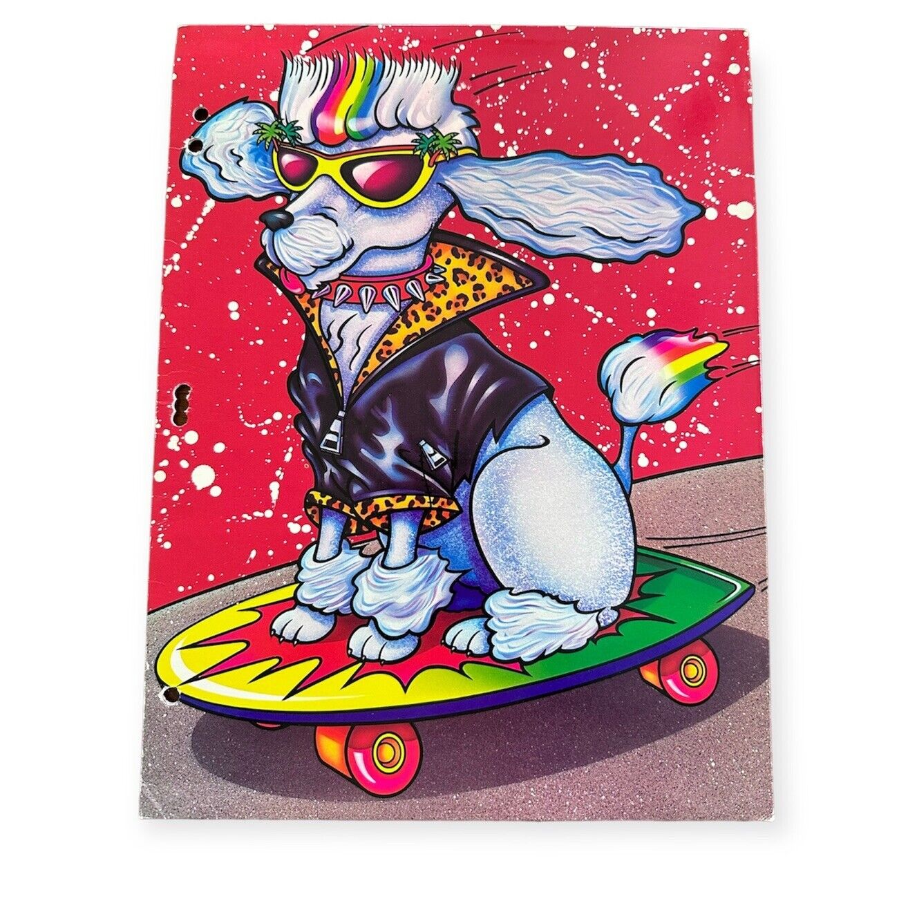Vintage 80s Lisa Frank Skateboarding Poodle Stuart Hall #8494 Folder Portfolio
