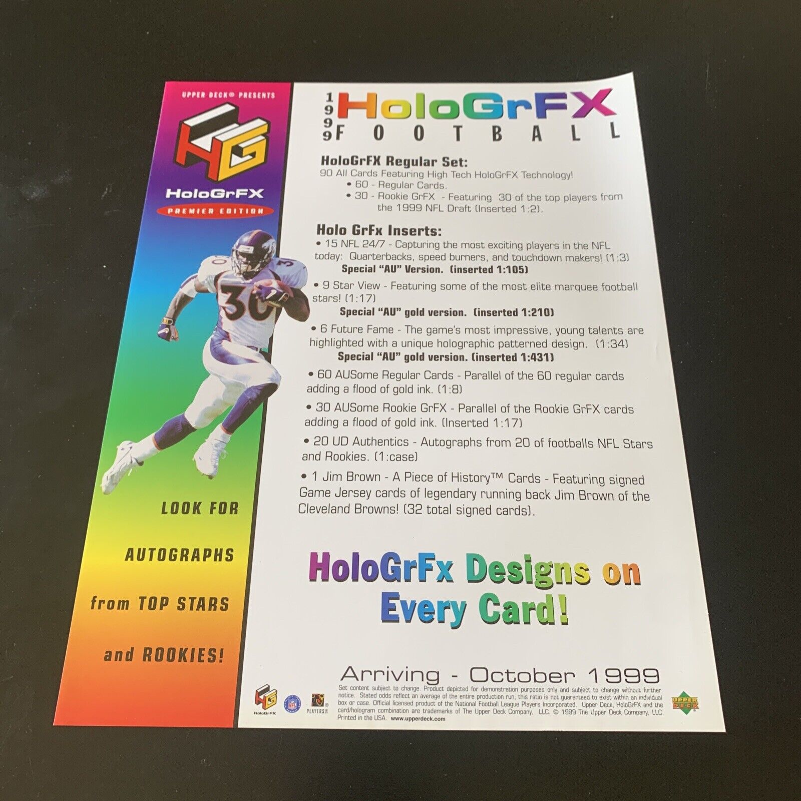 Rare HoloGrFx 1999 Dealer Promo Advertisement Terrell Davis 