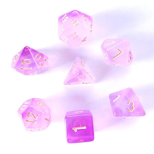 Galactic Dice Premium Dice Sets - Purple Milky (Pink & White) Acrylic Set of 7 D