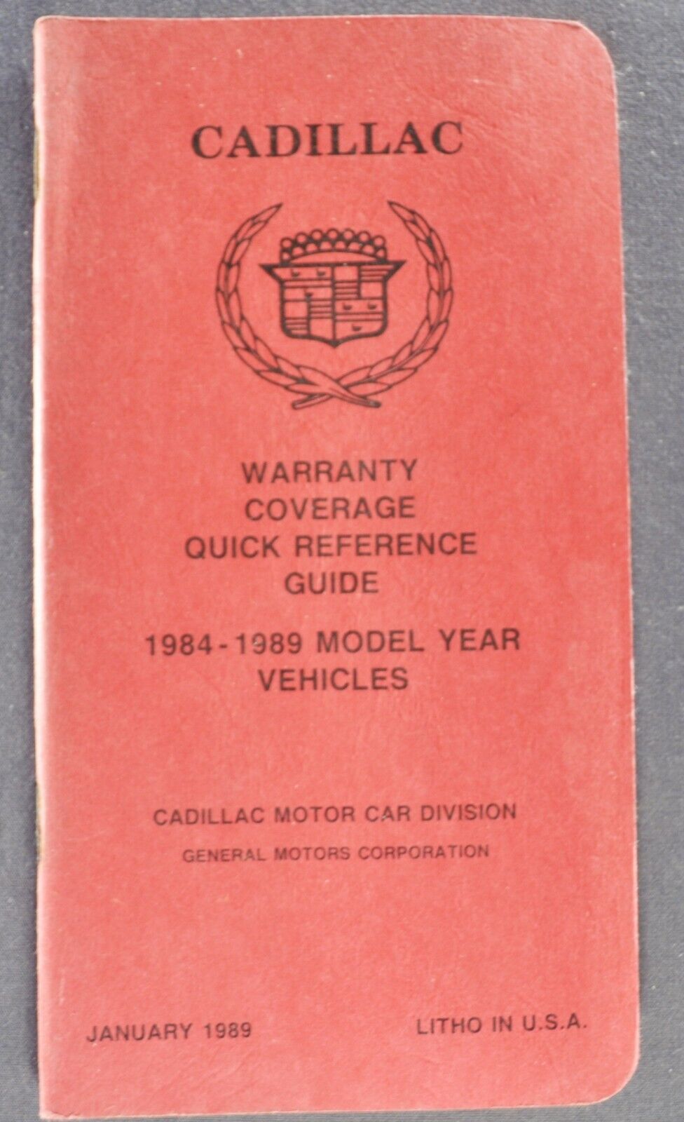 1984-1989 Cadillac Warranty Guide Allante Eldorado Deville Seville Brougham 89