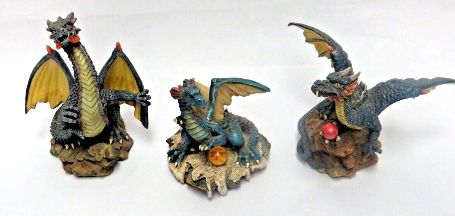 1997-1999 Summit Collection 3 Dragon Resin Figurines/Statues  Vintage Pre-Owned