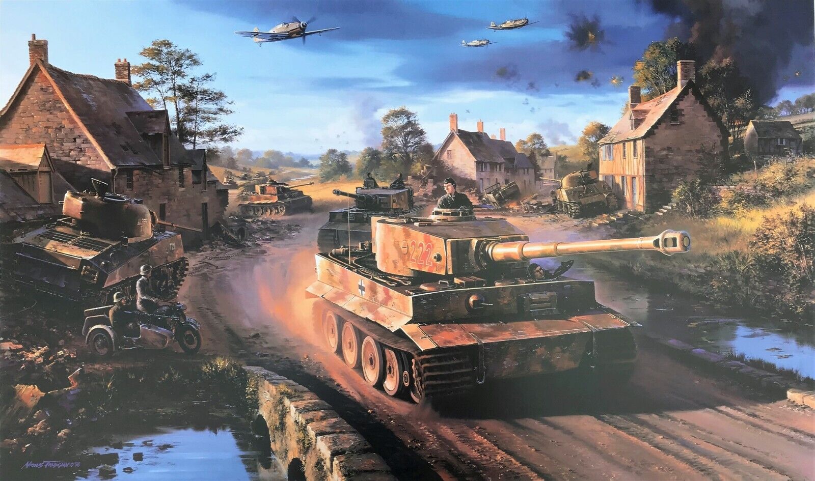 Tigers in Normandy, Nicolas Trudgian Artist Proof, 3 WWII Panzer Tank Commanders