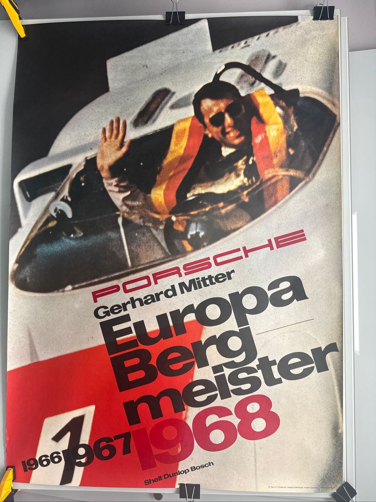 1968 Porsche 907 / 908 Europa Bergmeister Showroom Advertising Sales Poster RARE
