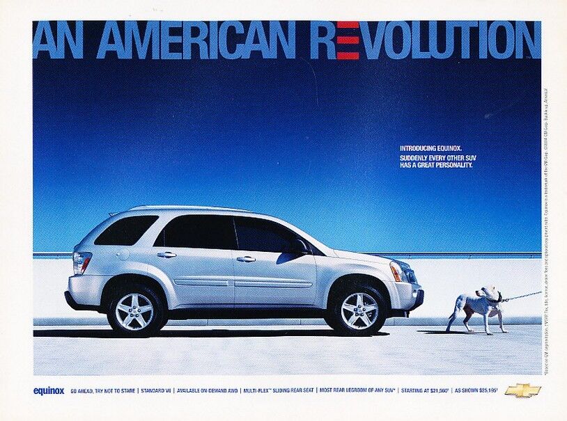 2004 Chevrolet Equinox Original Advertisement Print Art Car Ad K36