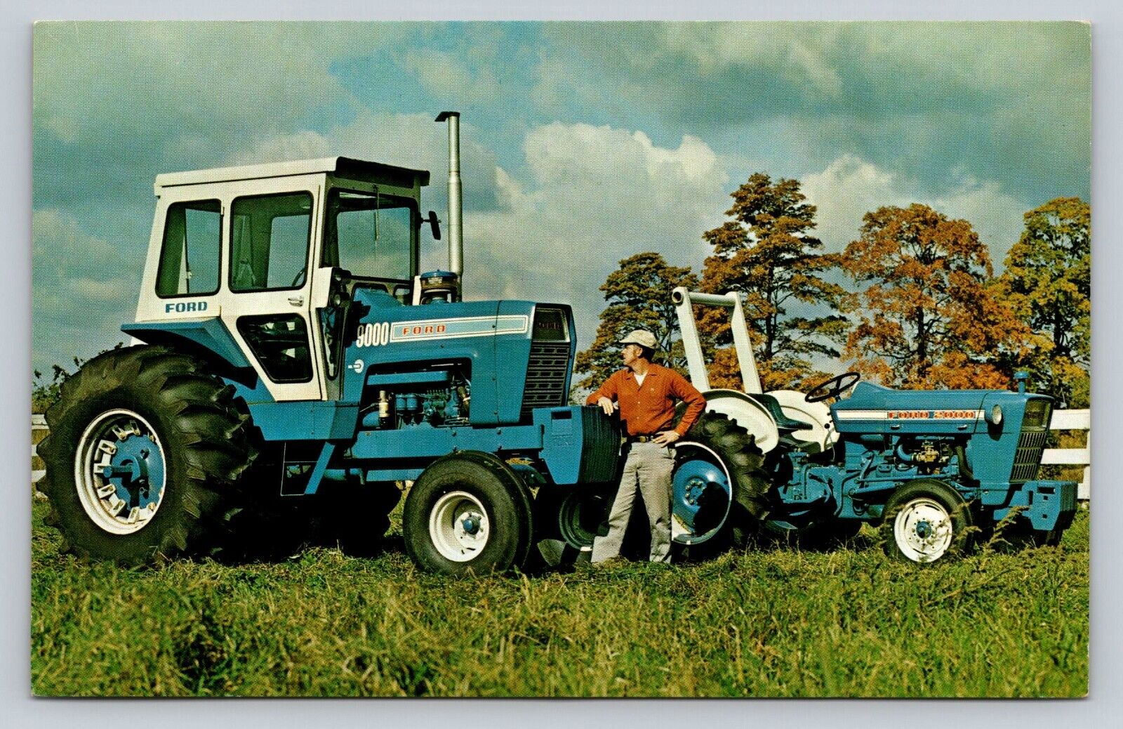 c1969 Ford Blue is Better Farm Tractor Ford 9000 Vintage Advertising Postcard
