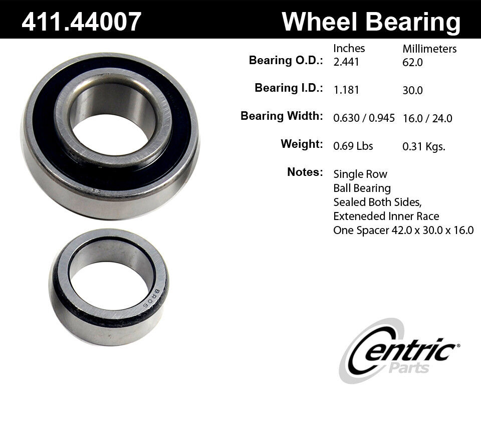Centric Parts 411.44007 Rear Axle Bearing