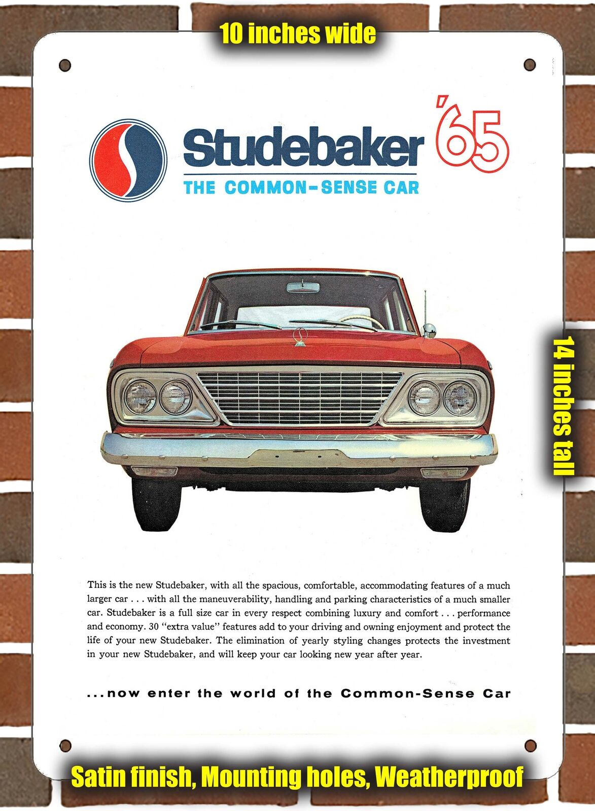 Metal Sign - 1965 Studebaker Front End- 10x14 inches