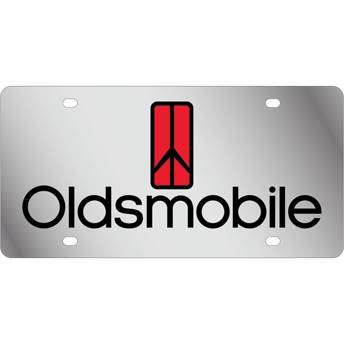 Stainless Steel Oldsmobile Black Red Logo Black License Plate Frame 3D Novelty