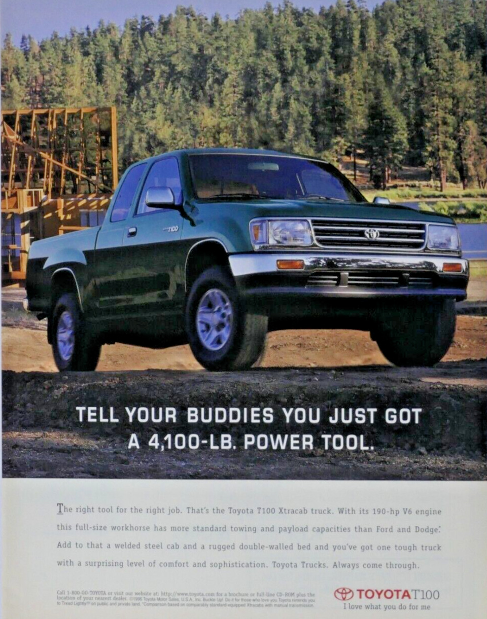 1997 Toyota T 100 VTG Tell Buddies 4,100 Power Tool-Original Print Ad 8.5 x 11\