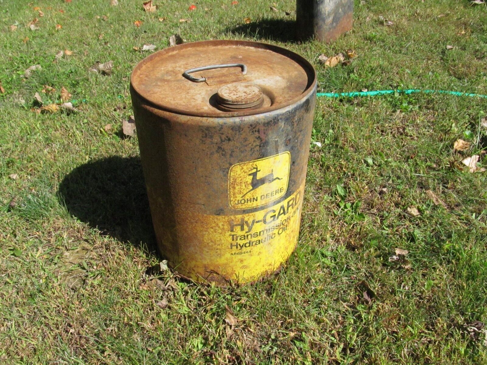 John Deere Vintage TRANSMISSION  and Hydraulic Oil Can- Old 5 GALON Rusty  WHOW