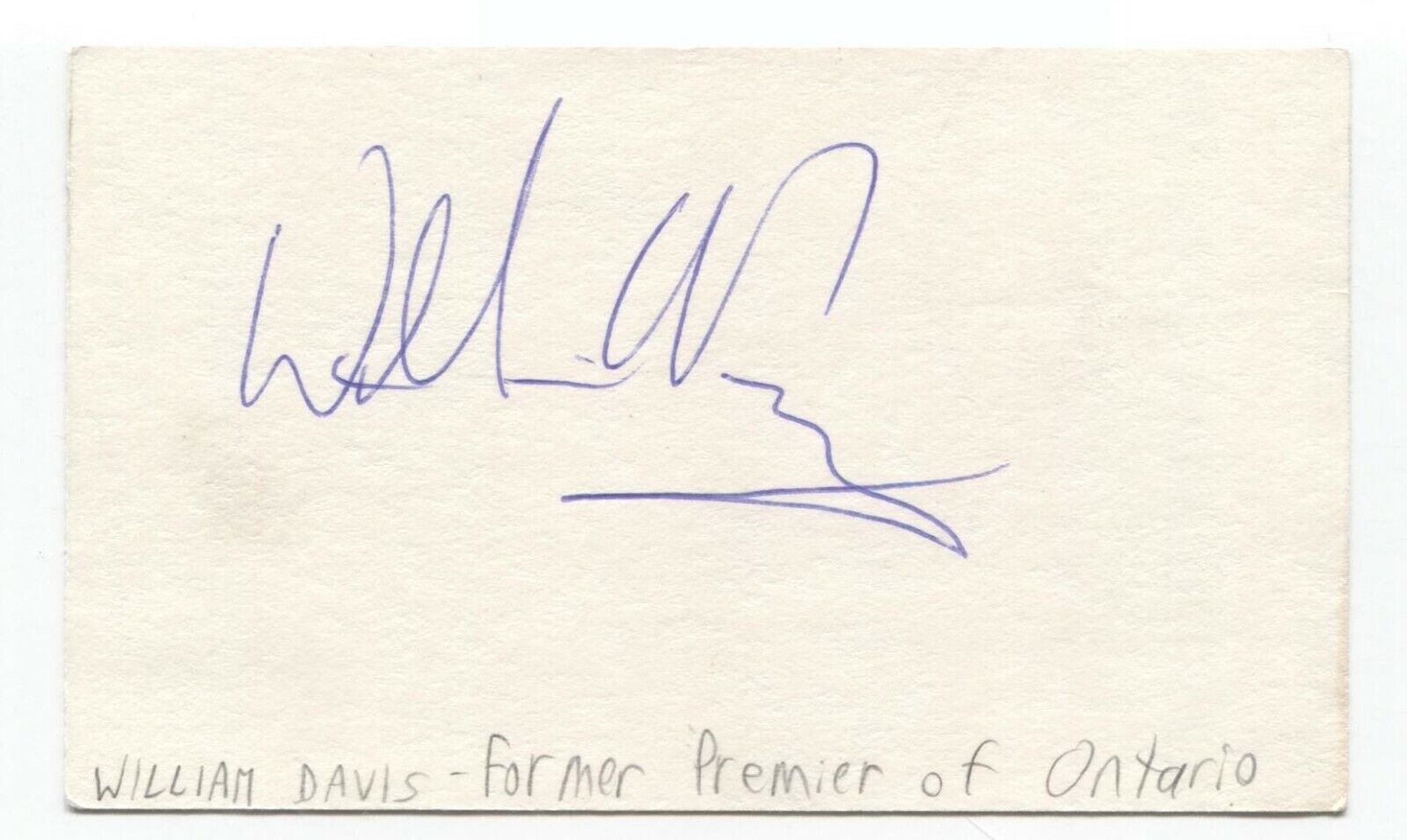 William C. Davis Signed 3x5 Index Card Autographed Signature Politician