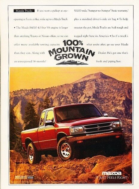1995 Mazda B4000 Truck -  Original Advertisement Print Art Car Ad J556