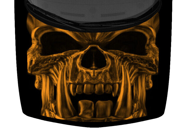 Demon Orc Skull Skull Truck Hood Wrap Vinyl Car Graphic Decal Dark Orange