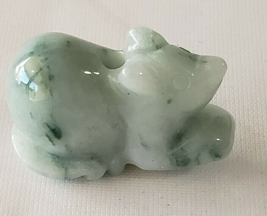 Jade Rat  Lite Green  Ojime Bead    Miniature Figurine 2025