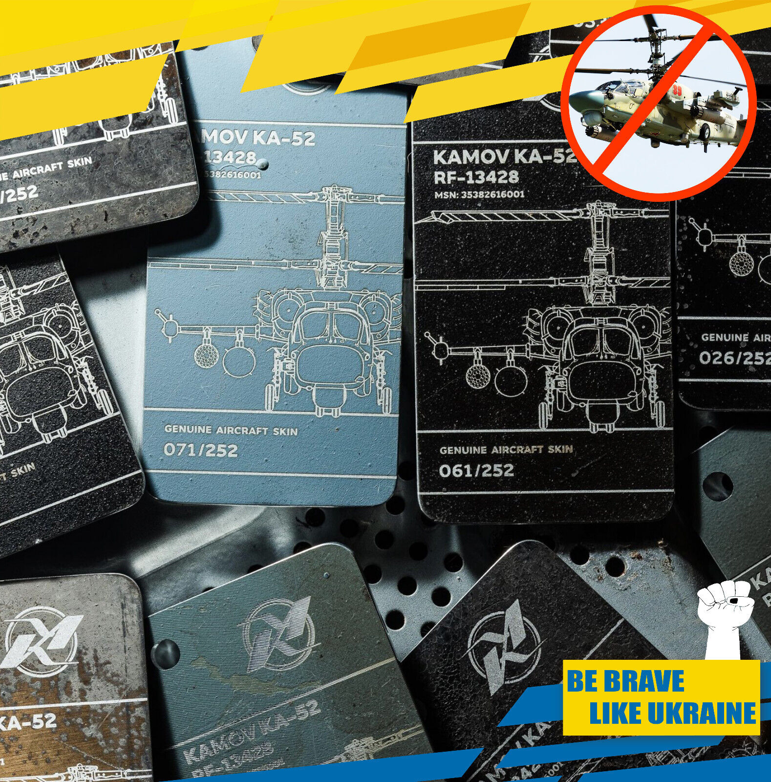 Tag Keychains Made of Piece broken russian Alligator KA-50 attack helicopter