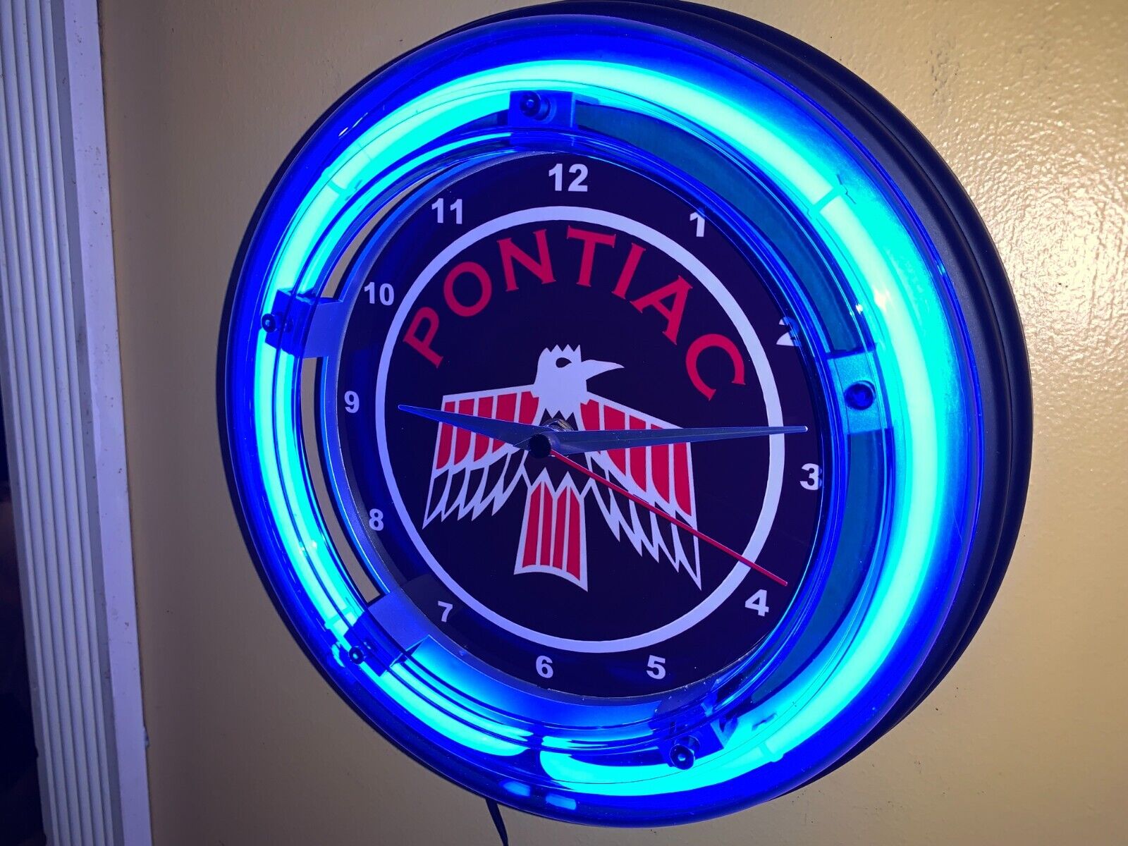 Pontiac Fire Bird OldLogo Motors Auto Garage Neon Wall Clock Man Cave Sign