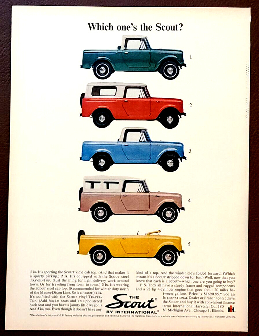 International Scout Collection Original 1964 Vintage Print Ad