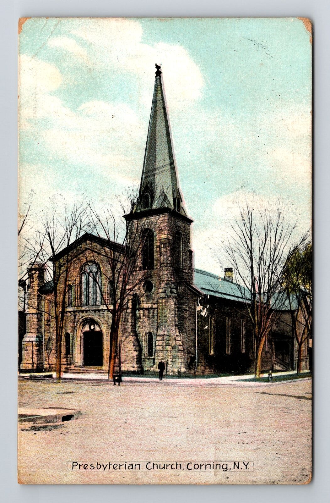 Corning NY-New York, Presbyterian Church, Religion Vintage c1909 Postcard