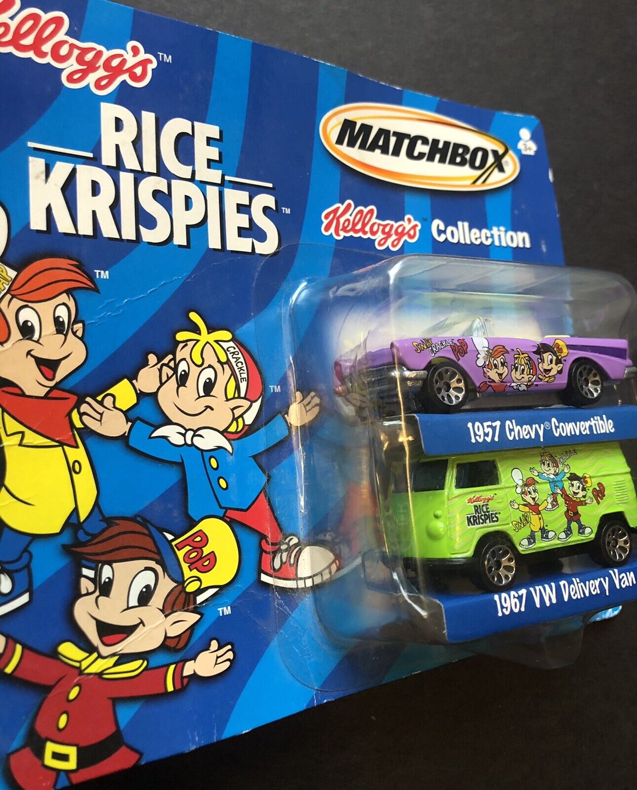 Vintage Collectible Kellogg’s Rice Krispies Matchbox Toy Chevy Car/ VW Van