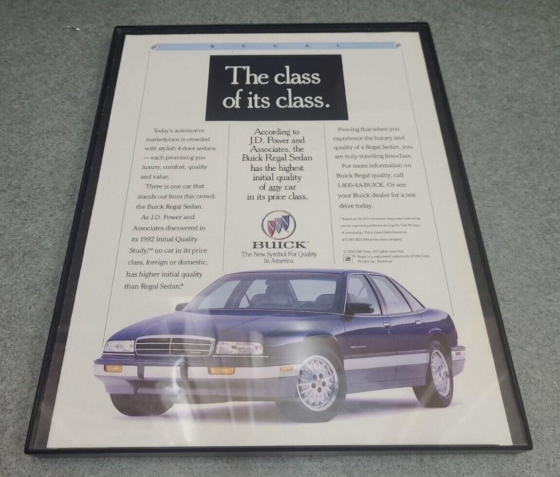 1993 BUICK Regal blue 4-door sedan Vintage Print Ad Framed 8.5x11 