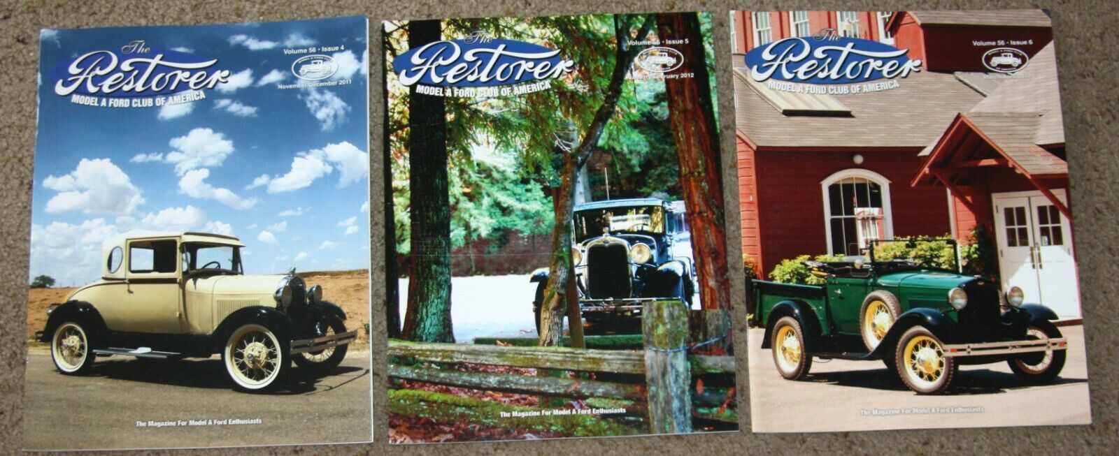 The Restorer Model A Ford Club magazine Volume 56 2011 2012 LOT of 3 issues