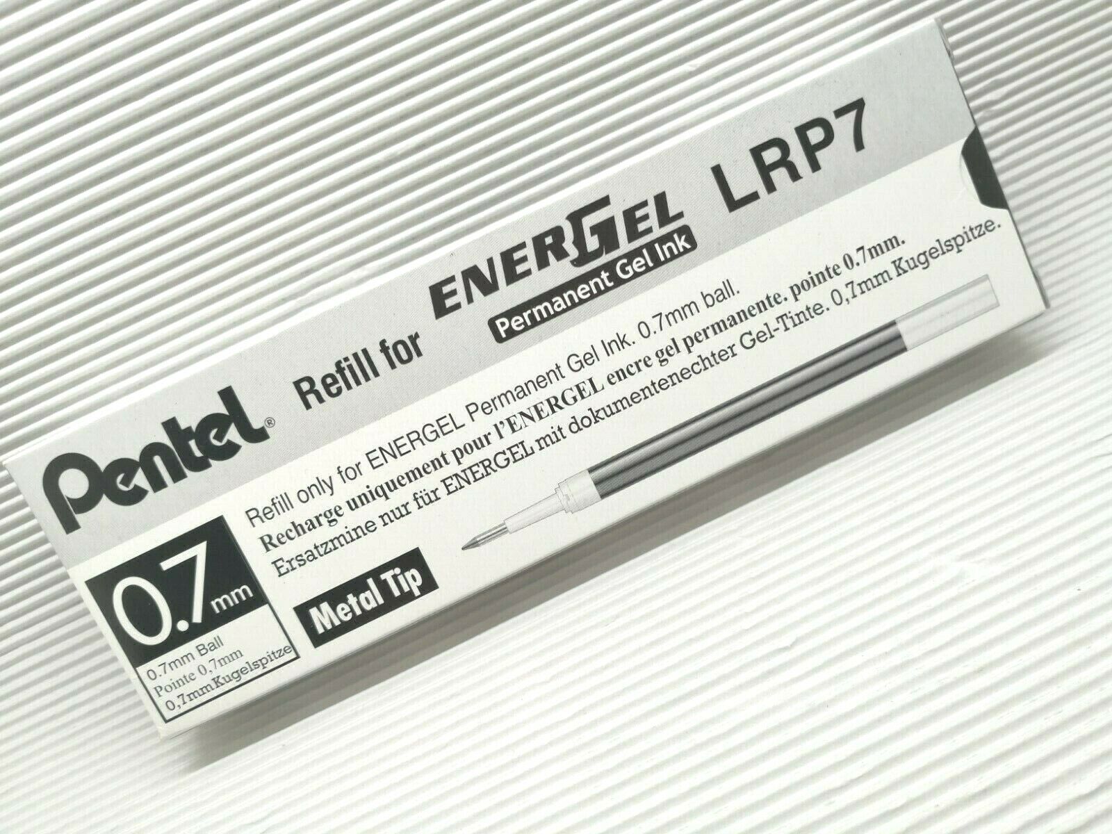 12pcs Pentel Ener Gel LRP7 0.7mm Permanent Gel ink/roller pen only refill Black