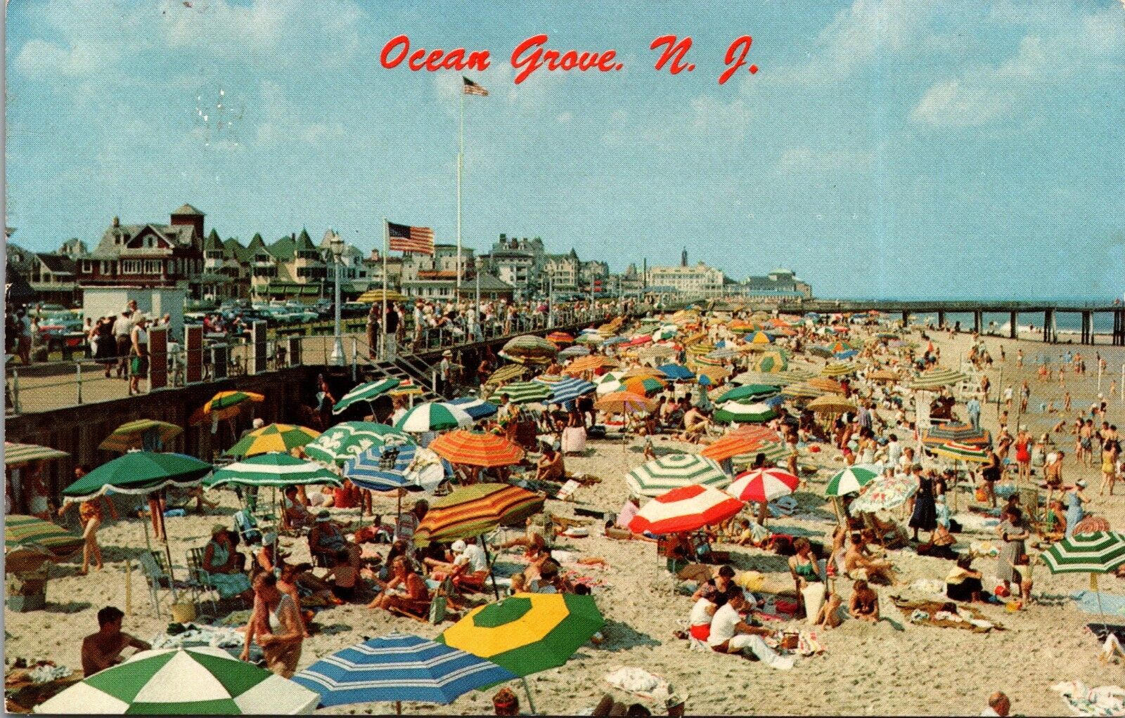 Ocean Grove New Jersey Postcard Beach View Chrome 1971 RW