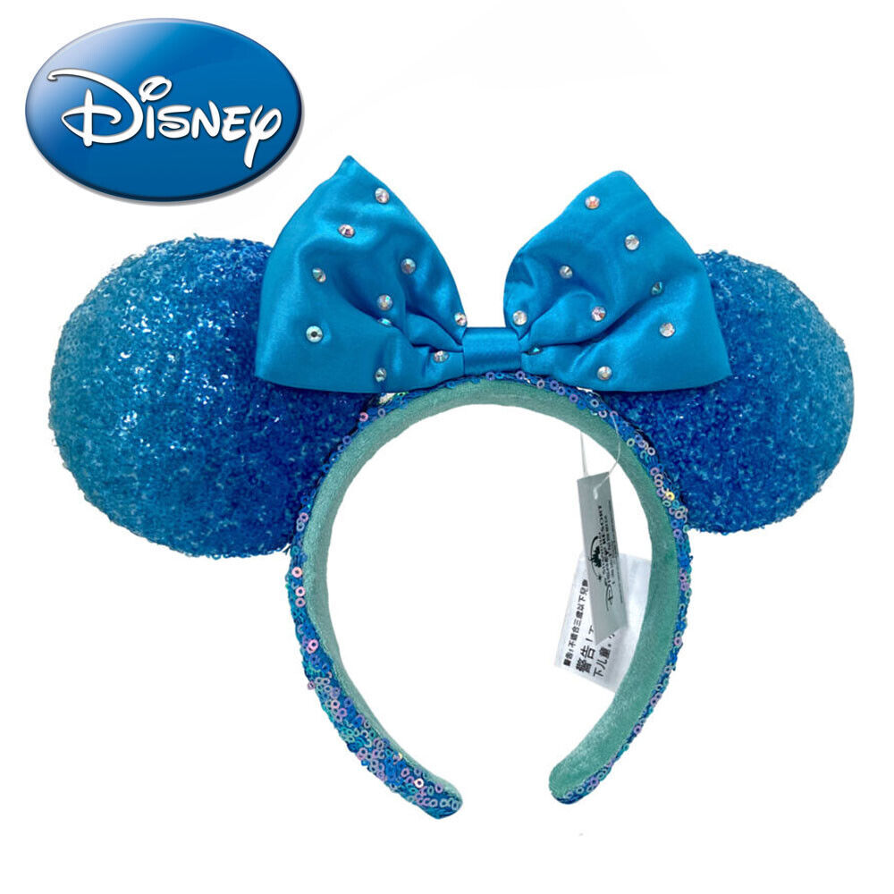 Disney'Parks Edition Diamond Aqua 2024 Ears Blue Minnie Mouse Sequin Headband