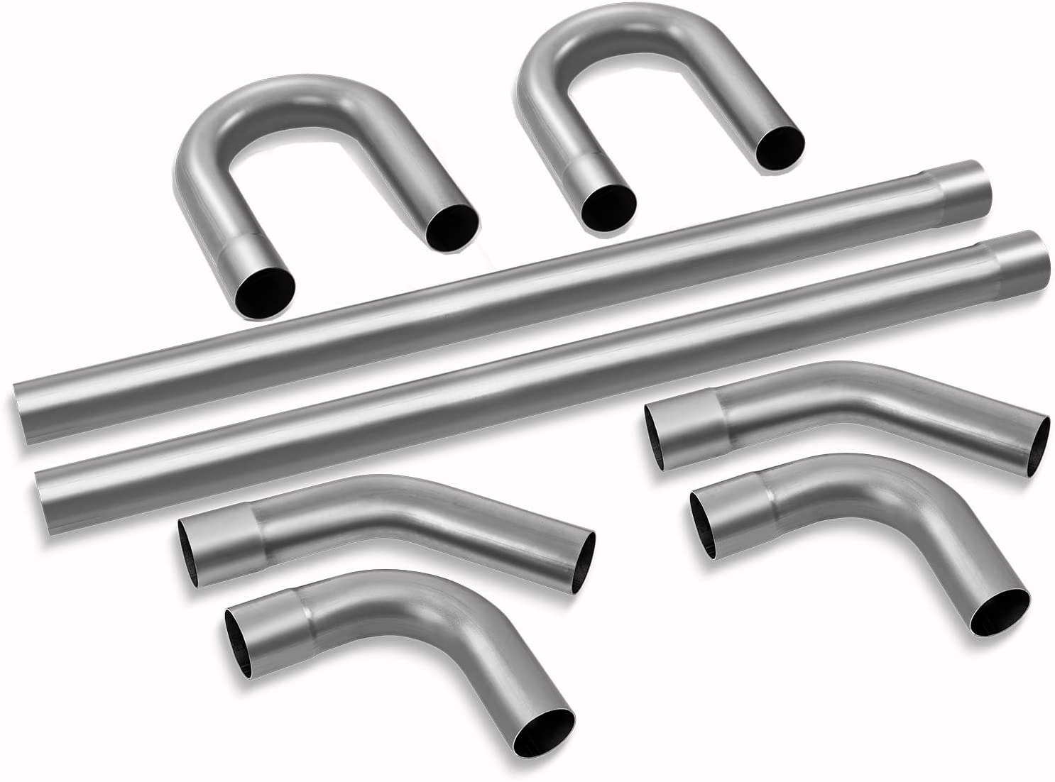 8Pcs DIY Stainless Steel 2.25 Exhaust Pipe Kit Including Mandrel U Bend  