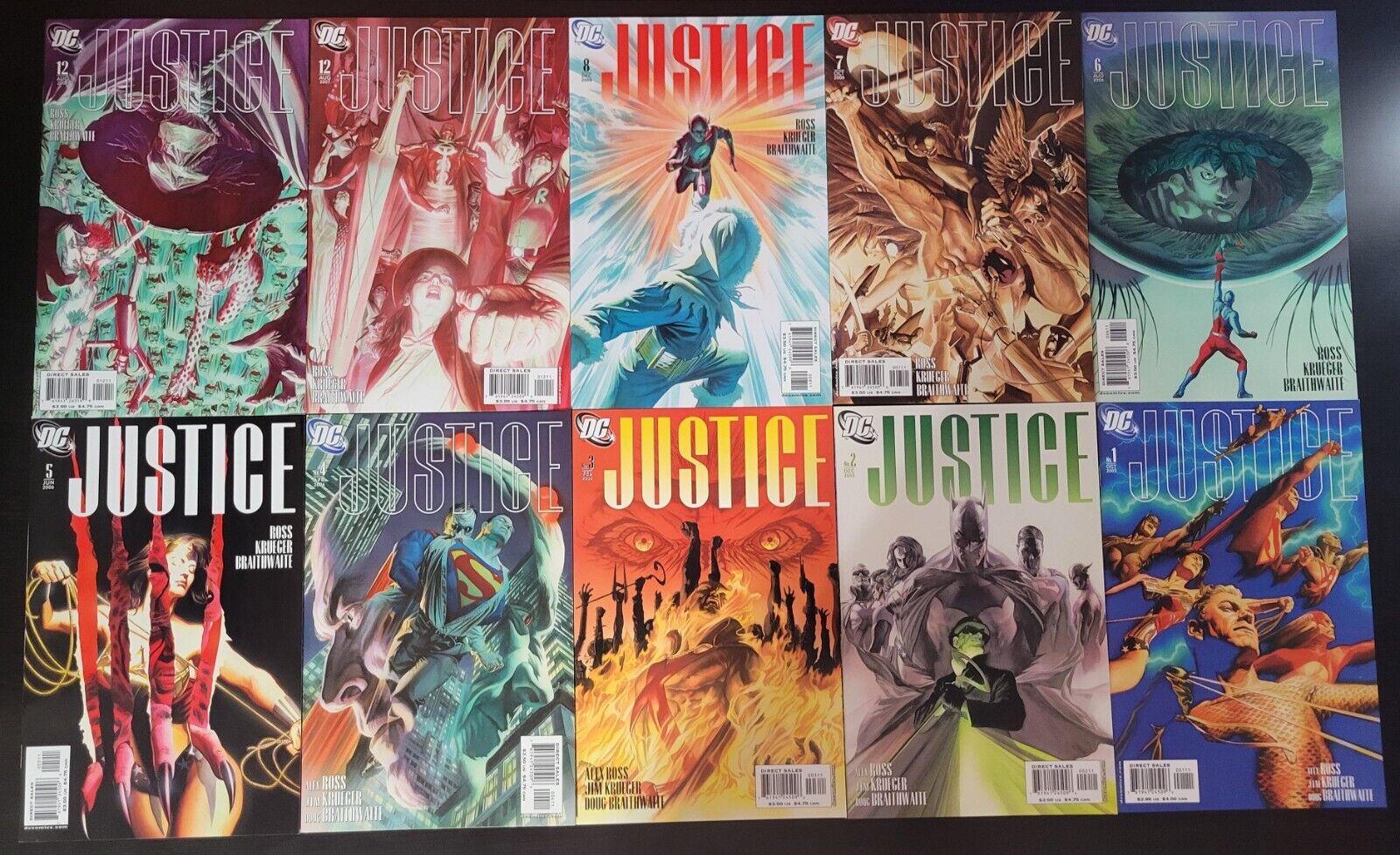Justice #1 - #8 + #12 Missing 9-11 Alex Ross DC Comics 2005-2007 Lot of 10