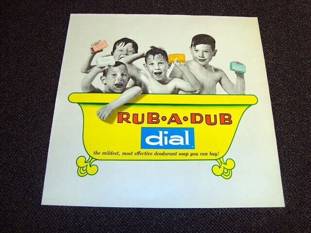 Circa 1950s Dial Soap 2 ½ Foot Kids In A Tub Poster