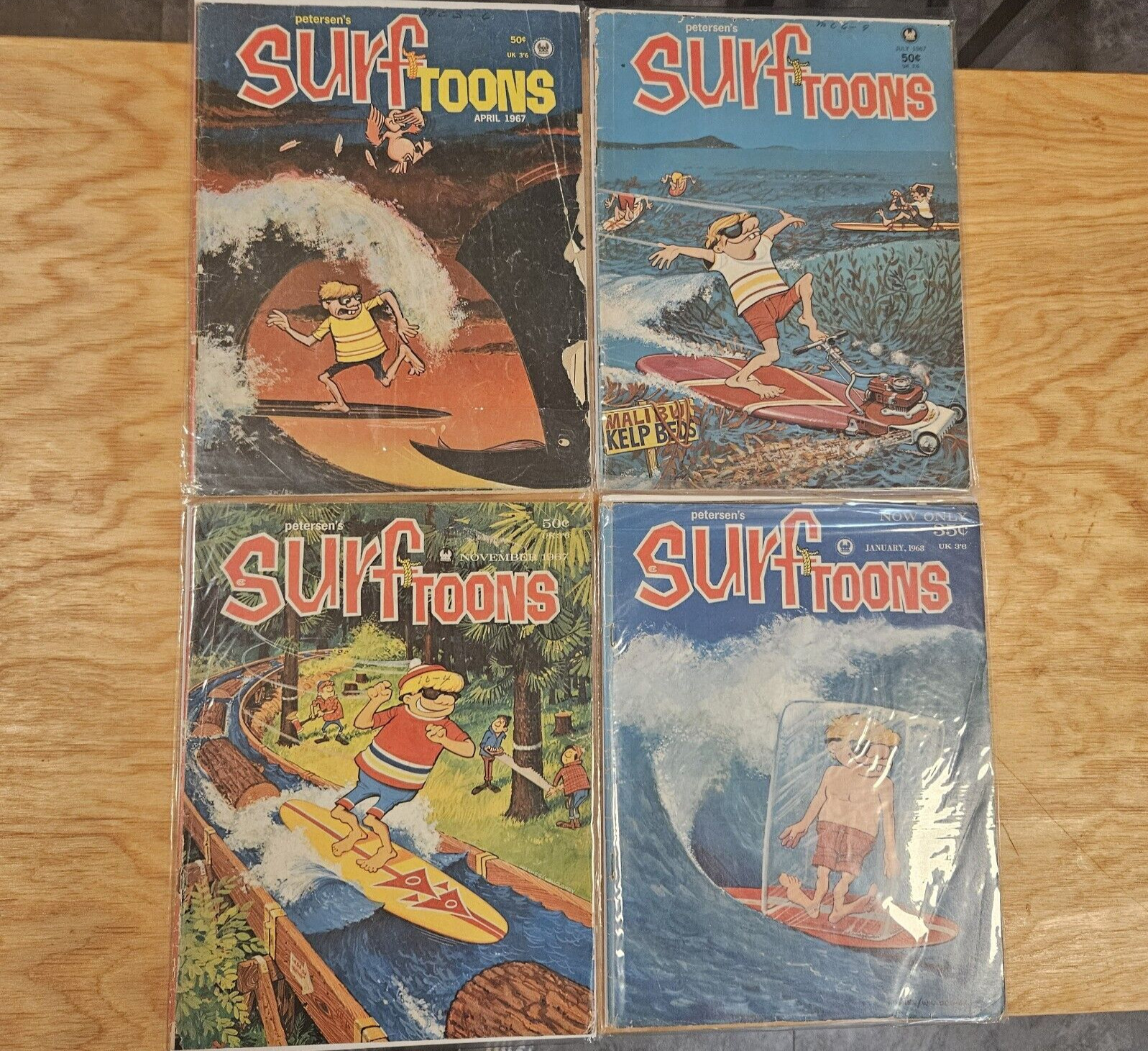 VTG Peterson SURF toons Magazine Lot Of 4 Issues 1967 1968 Pete Millar