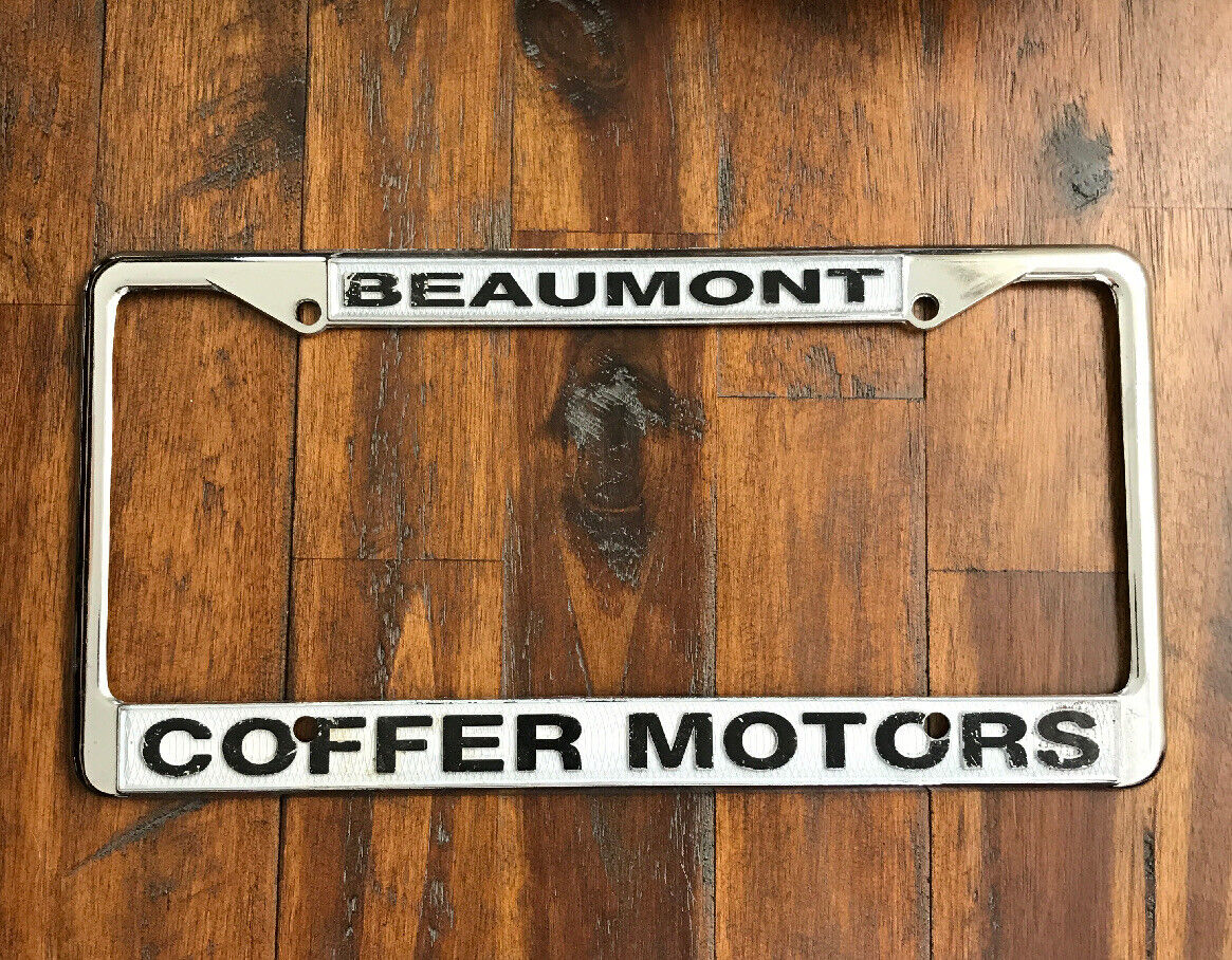 Beaumont California Coffer Motors Vintage Metal license plate frame