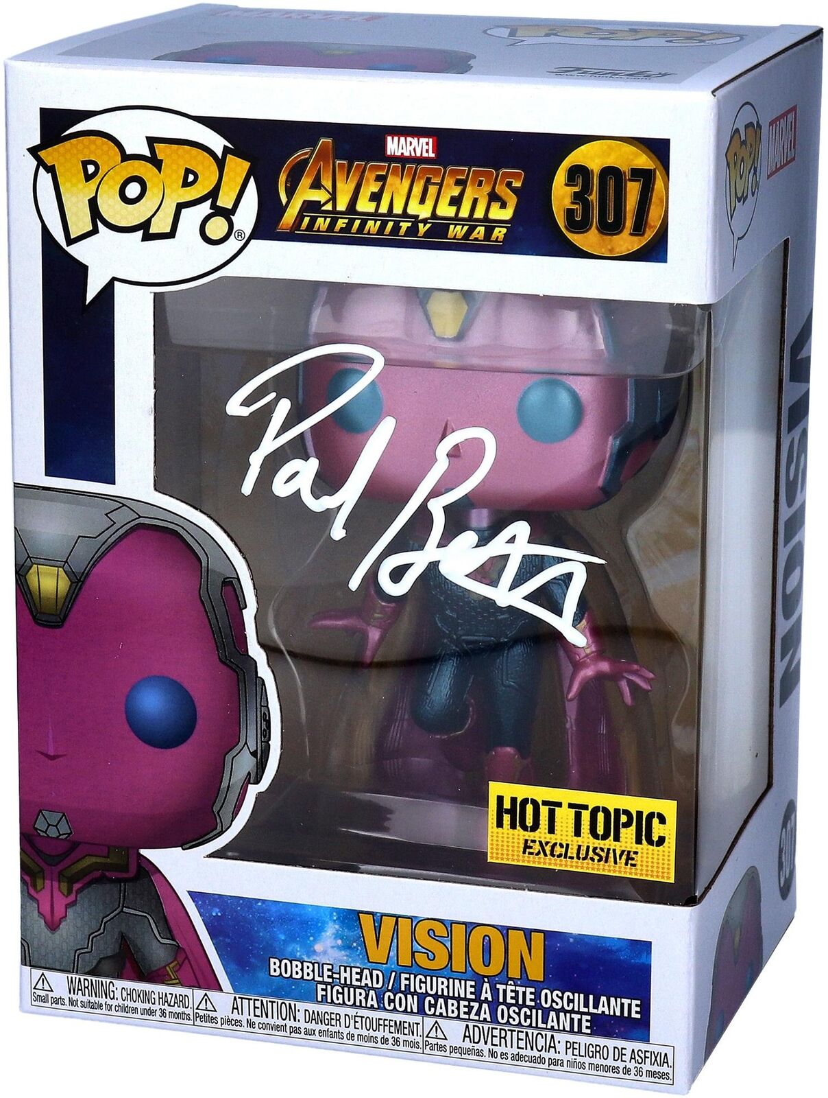 Paul Bettany Marvel Autographed Vision #307 Funko Pop