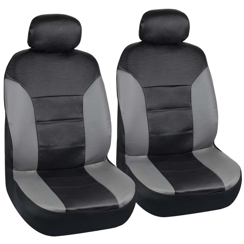 Faux Leather Car Seat Covers - Motor Trend Leatherette Gray/Black Two Tone
