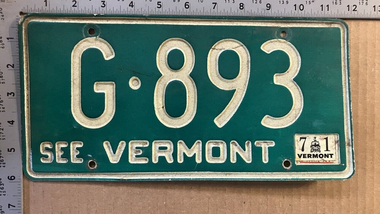 1971 Vermont license plate G-893 Ford Chevy Dodge 13734