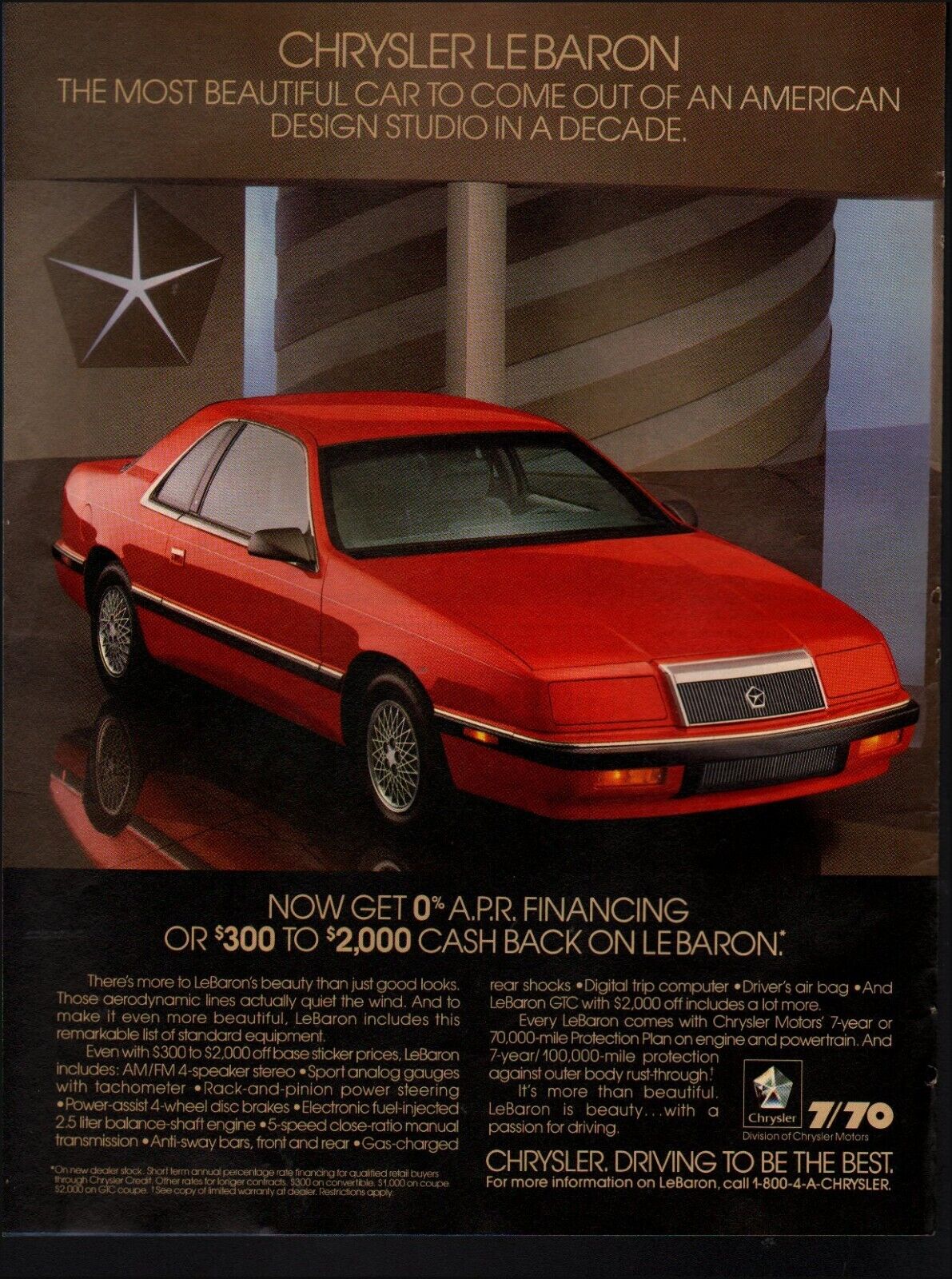1989 Vintage ad Chrysler Lebaron retro car Auto Vehicle Red photo    10/14/23