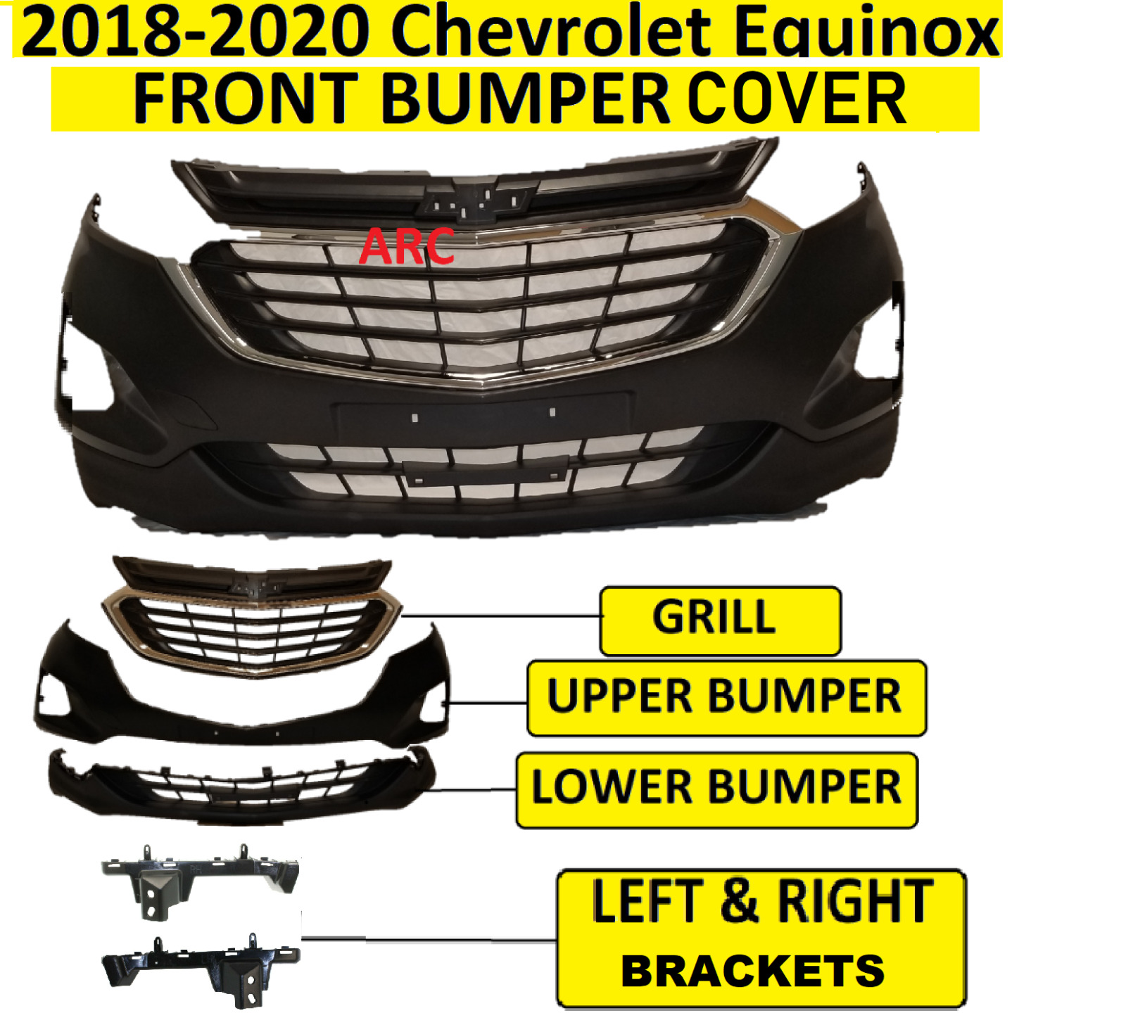 2018 2019 2020 fit CHEVROLET CHEVY EQUINOX FRONT BUMPER  Upper Lower Grill 